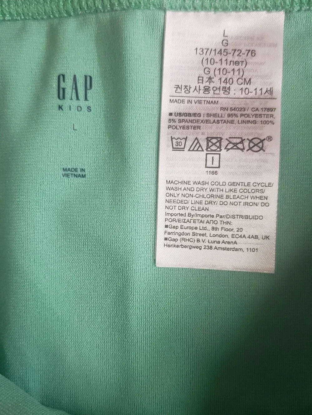 GAP Kids Girls One-Shoulder Bikini Set in Ribbed Mint Green With SPF50.  NWT